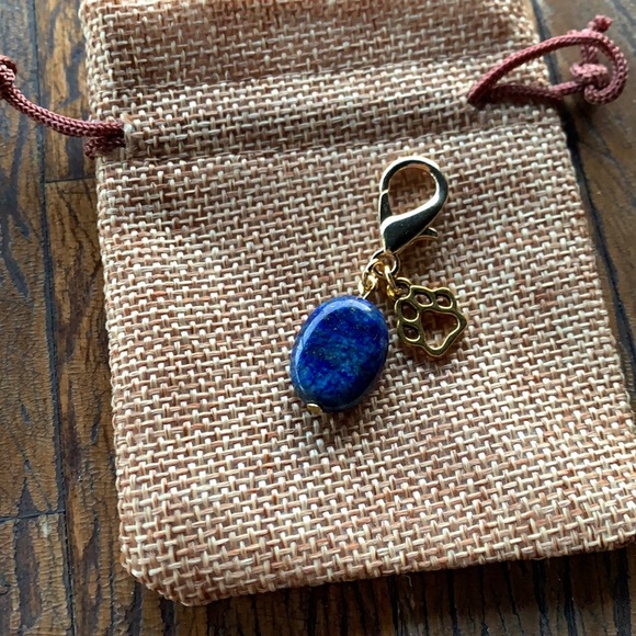 🎉HP 2/20$ Gold 💙 Lapis Lazuli 💙 Crystal Pet Charm Crystal Dog Collar - Picture 2 of 3